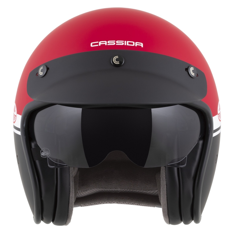 Kask motocyklowy otwarty Cassida Oxygen 2.0 Jawa OHC matowy czerwono-czarno-biały