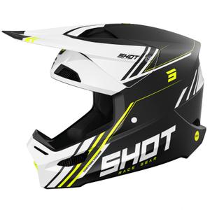 Kask motocrossowy Shot Race Sprint czarno-biało-fluo żółty
