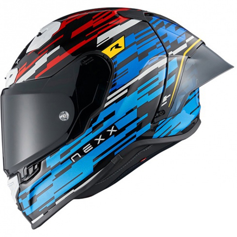 Zintegrowany kask motocyklowy Nexx X.R3R Glitch Racer niebiesko-czerwony wyprzedaż
