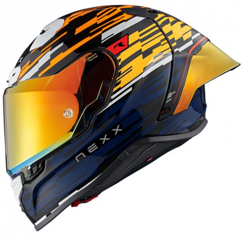 Integralny kask motocyklowy Nexx X.R3R Glitch Racer pomarańczowo-niebieski wyprzedaż