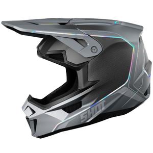 Kask motocrossowy Shot Lite Challenger perłowo-szary, holograficzny