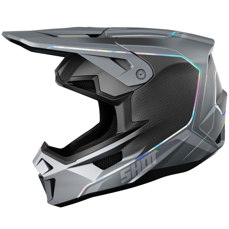 Kask motocrossowy Shot Lite Challenger perłowo-szary, holograficzny