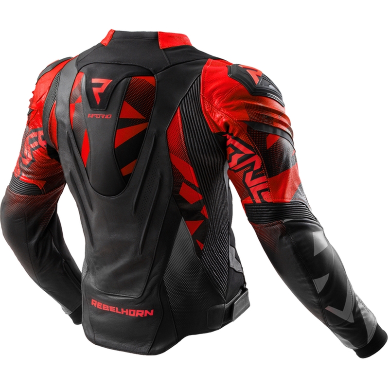 Skórzana kurtka motocyklowa Rebelhorn Inferno w kolorze czarno-fluoczerwonym