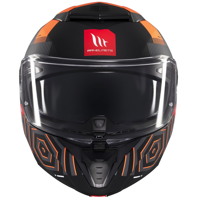 Kask motocyklowy składany MT Atom 2 SV Strange w kolorze szaro-czarno-pomarańczowym