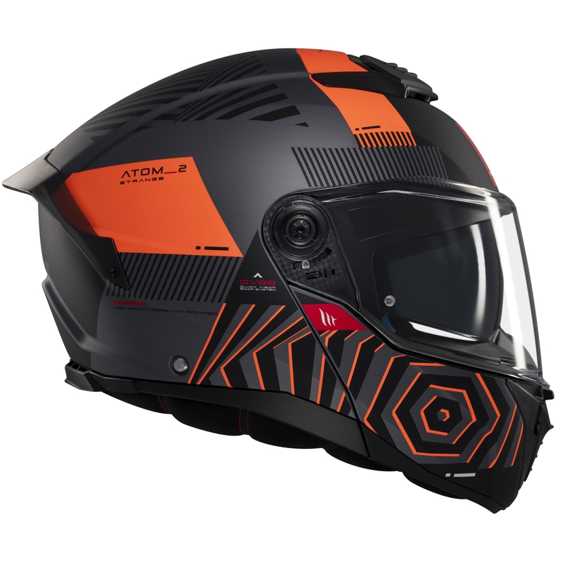 Kask motocyklowy składany MT Atom 2 SV Strange w kolorze szaro-czarno-pomarańczowym