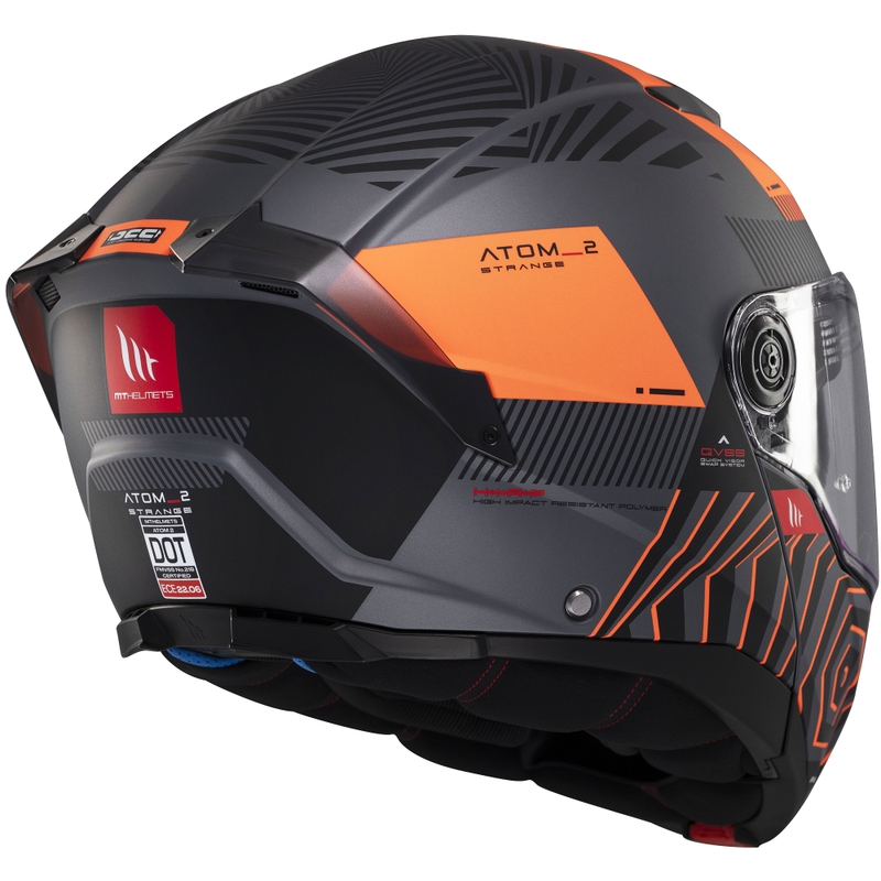 Kask motocyklowy składany MT Atom 2 SV Strange w kolorze szaro-czarno-pomarańczowym
