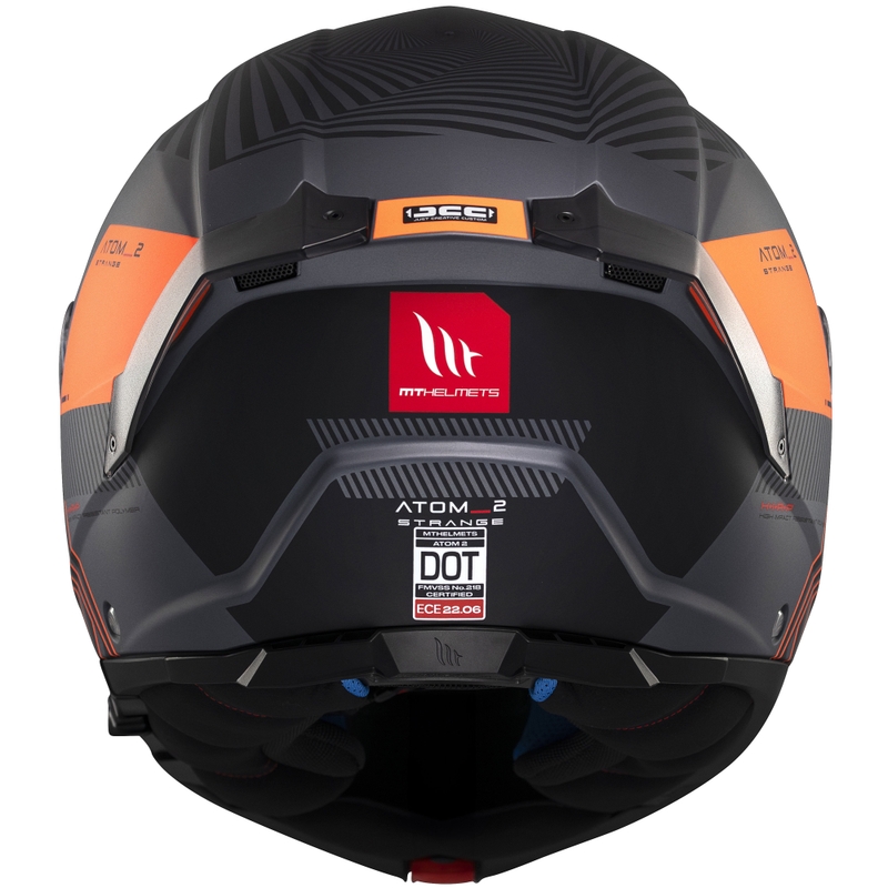 Kask motocyklowy składany MT Atom 2 SV Strange w kolorze szaro-czarno-pomarańczowym