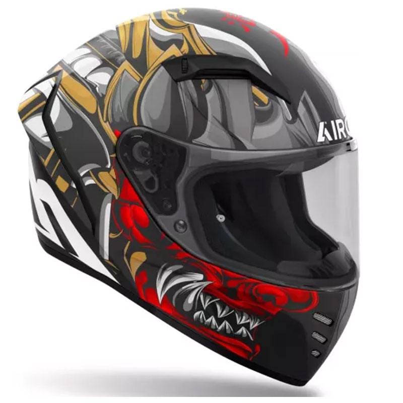 Kask motocyklowy Airoh Connor Samurai full face matowy czarno-czerwono-brązowo-szary