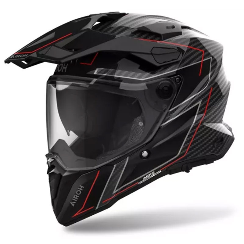 Kask motocyklowy enduro Airoh Commander 2 Carbon Stylowy czarno-czerwony