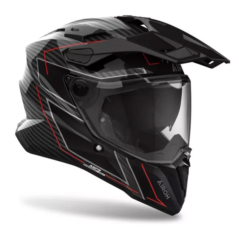 Kask motocyklowy enduro Airoh Commander 2 Carbon Stylowy czarno-czerwony