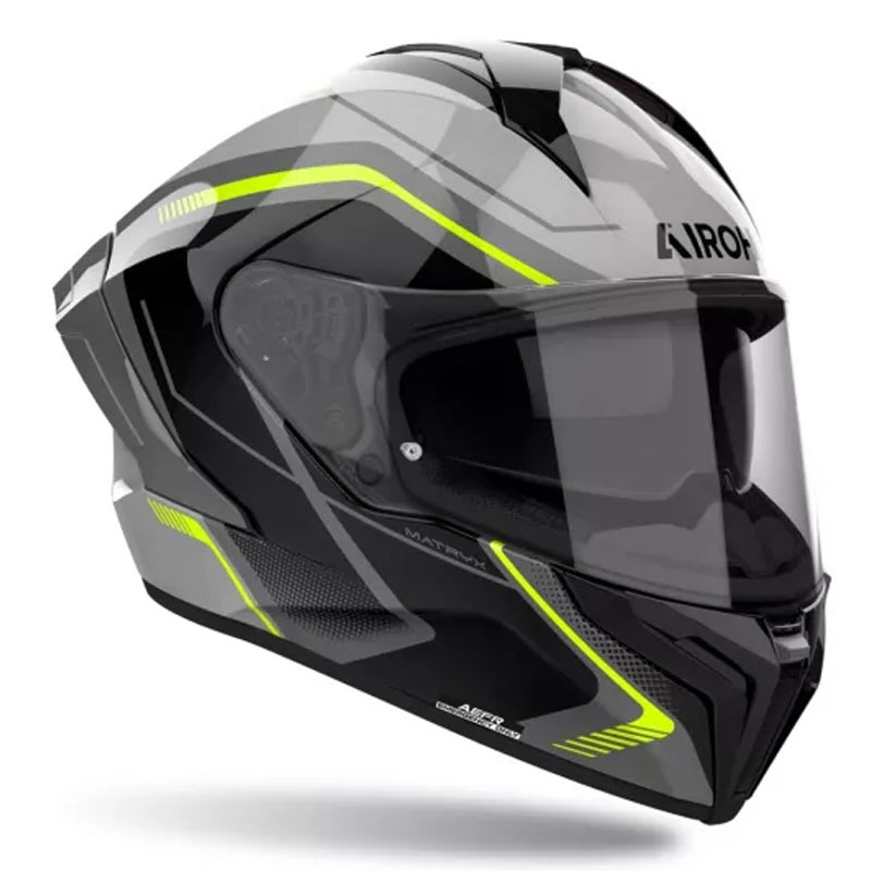 Kask motocyklowy Airoh MATRYX Wide full face czarno-szaro-żółty