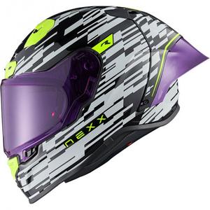 Zintegrowany kask motocyklowy Nexx X.R3R Glitch Racer biało-fluo żółty