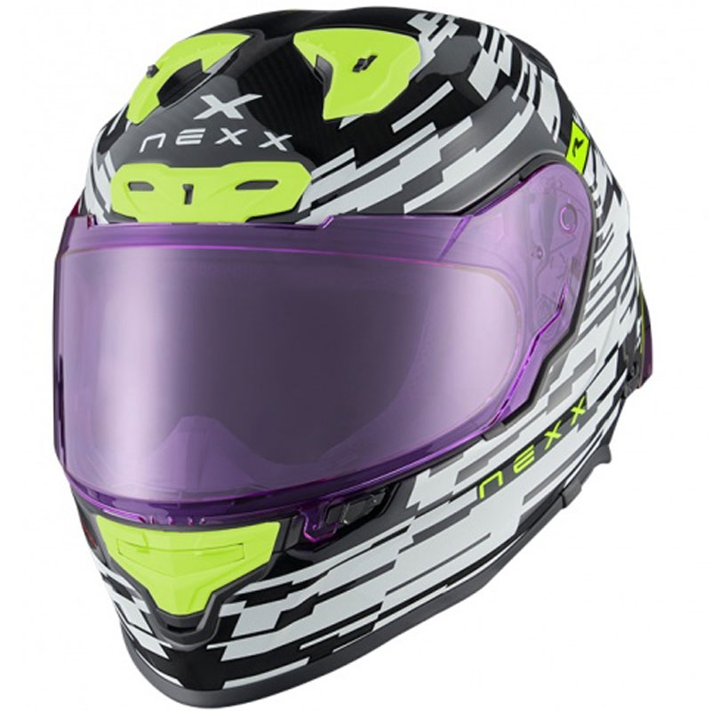 Zintegrowany kask motocyklowy Nexx X.R3R Glitch Racer biało-fluo żółty wyprzedaż