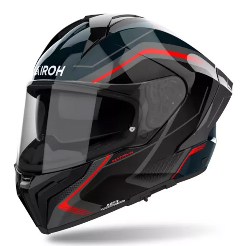 Kask motocyklowy Airoh MATRYX Wide full face czarno-szaro-czerwony