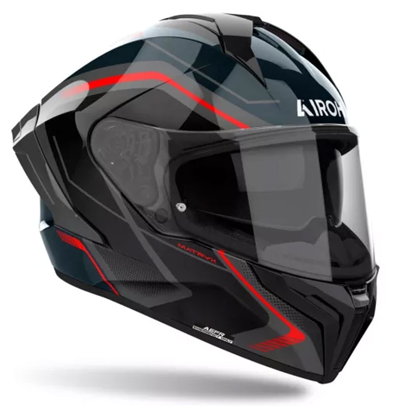 Kask motocyklowy Airoh MATRYX Wide full face czarno-szaro-czerwony