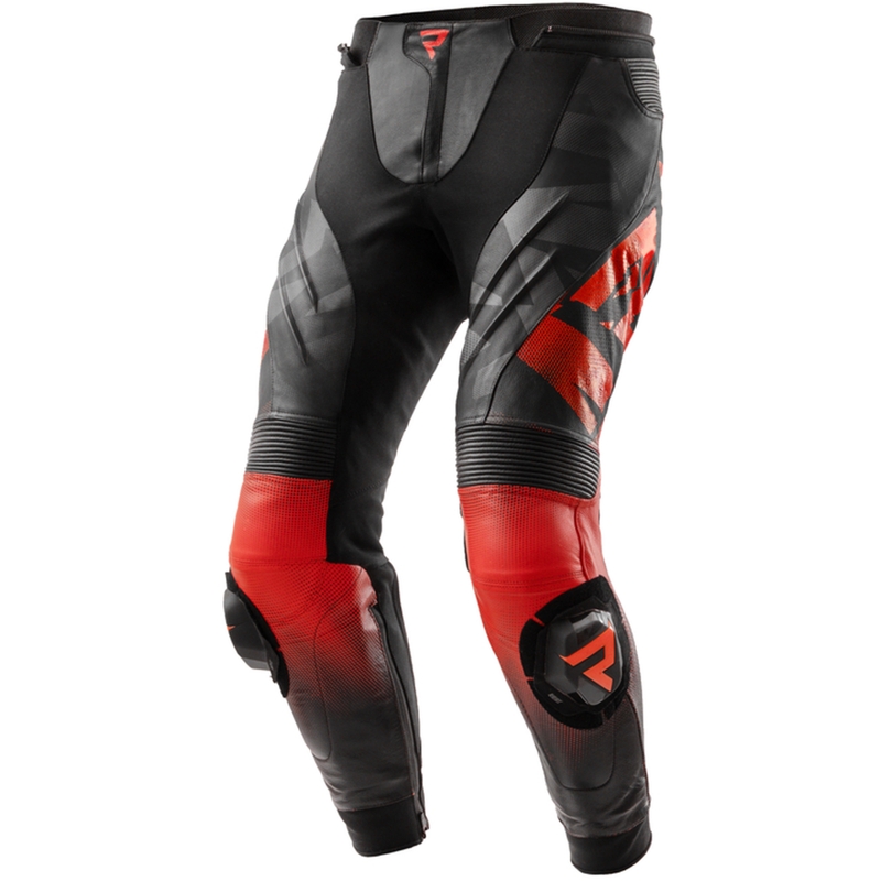 Spodnie motocyklowe skórzane Rebelhorn Inferno czarno-fluo czerwone