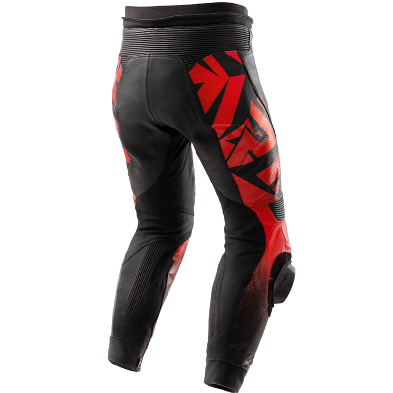 Spodnie motocyklowe skórzane Rebelhorn Inferno czarno-fluo czerwone