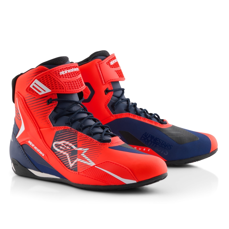 Buty motocyklowe Alpinestars Faster-4 kolekcja MM93 fluo czerwono-niebiesko-białe