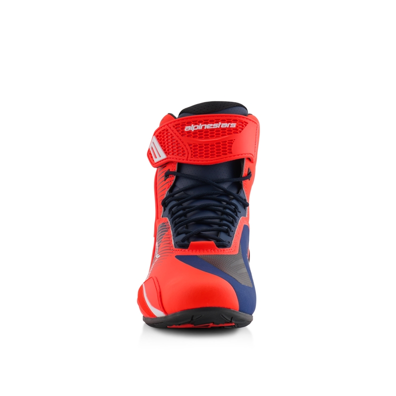 Buty motocyklowe Alpinestars Faster-4 kolekcja MM93 fluo czerwono-niebiesko-białe