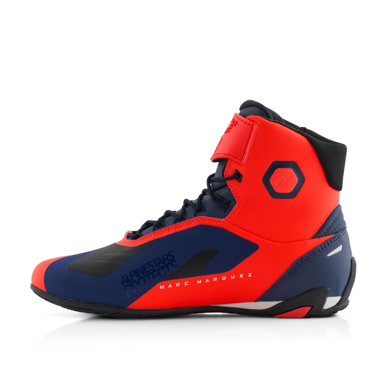 Buty motocyklowe Alpinestars Faster-4 kolekcja MM93 fluo czerwono-niebiesko-białe