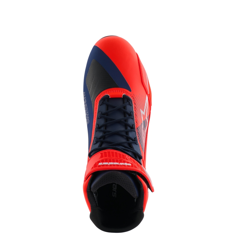 Buty motocyklowe Alpinestars Faster-4 kolekcja MM93 fluo czerwono-niebiesko-białe