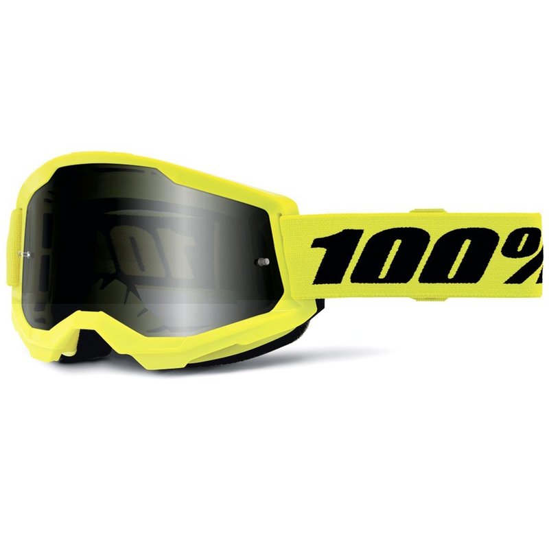 Okulary motocrossowe 100% STRATA 2 Piaskowo-żółte z podwójnym przydymionym pleksiglasem