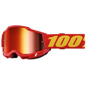 Gogle motocrossowe dziecięce 100% ACCURI 2 czerwone z czerwonym lustrzanym pleksiglasem