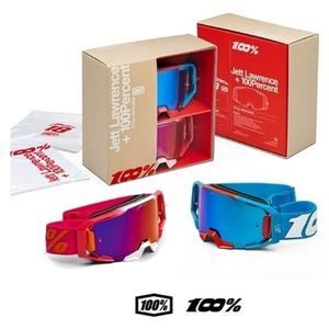 100% Armatic Jett Lawrence LE Goggles Set Różowo-Niebieski