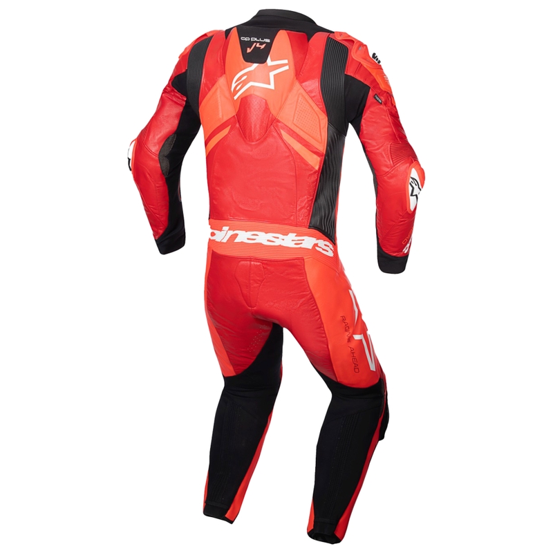 Alpinestars GP Plus V4 Sprint Jednoczęściowy skórzany kombinezon motocyklowy, kompatybilny z Tech-air, fluorescencyjny czerwony-czerwony-biały-czarny