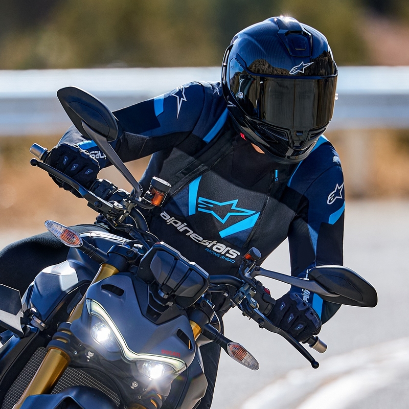 Kurtka motocyklowa Alpinestars T-Stunt Air czarno-niebiesko-jasnoniebieska