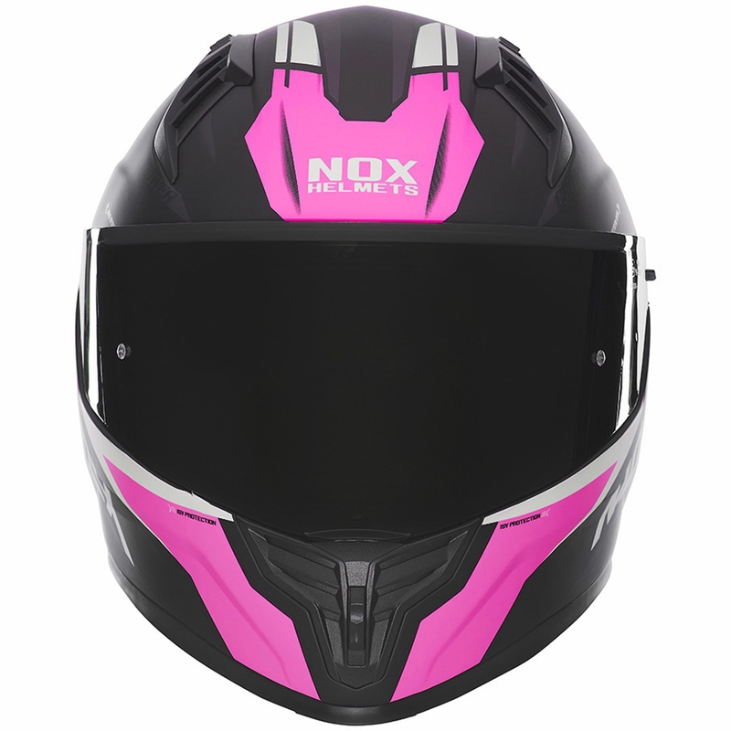 Kask motocyklowy integralny NOX N401 Crower matowy czarno-różowy