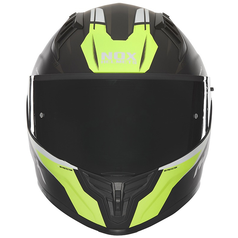 Kask motocyklowy integralny NOX N401 Crower matowy czarny-fluo żółty