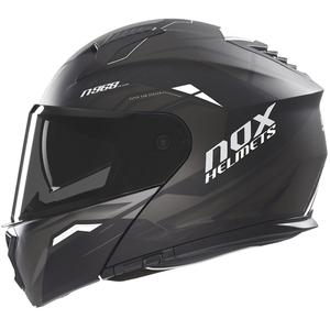 Kask motocyklowy typu flip-up NOX N968 Ultra matowy czarno-biały
