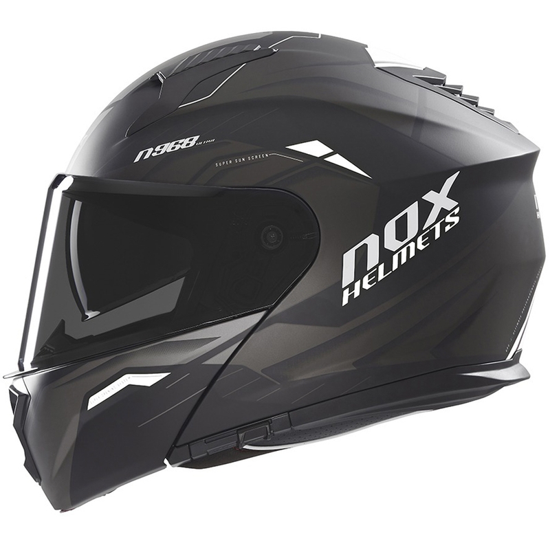 Kask motocyklowy z klapką NOX N968 Ultra matowy czarno-biały