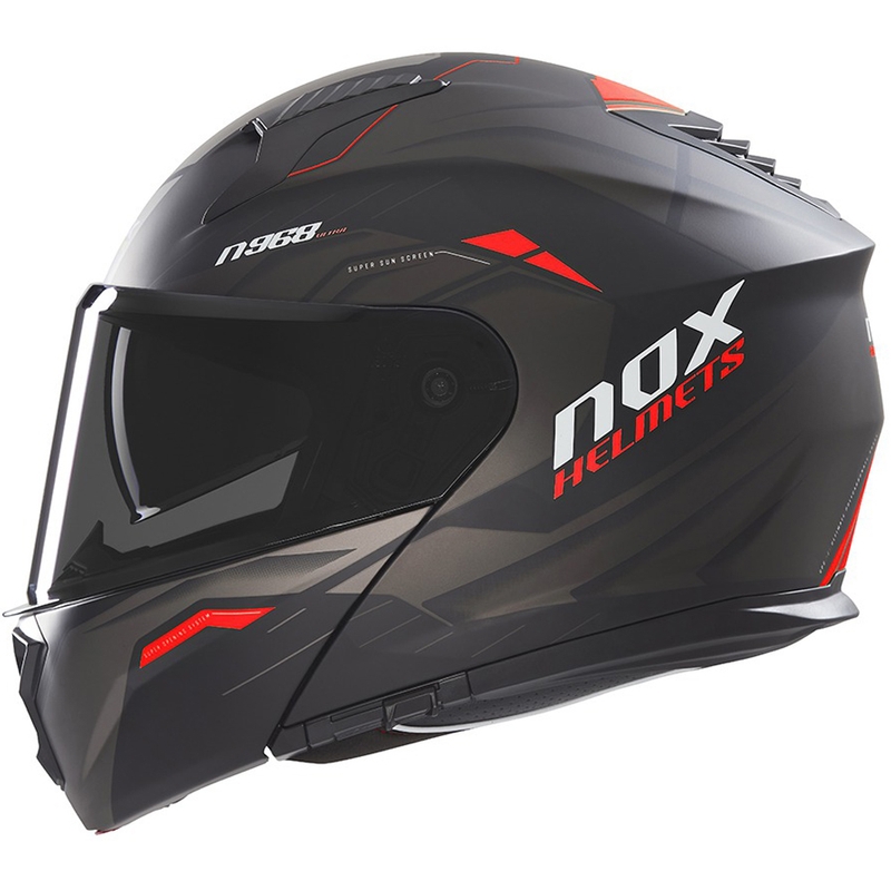 Kask motocyklowy typu flip-up NOX N968 Ultra matowy czarno-czerwony