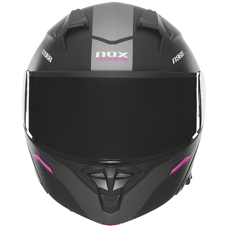 Kask motocyklowy typu flip-up NOX N968 Ultra matowy czarno-różowy