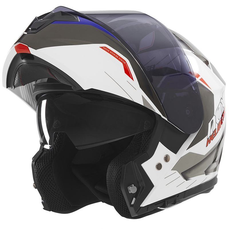 Kask motocyklowy typu flip-up NOX N968 Ultra biało-szary