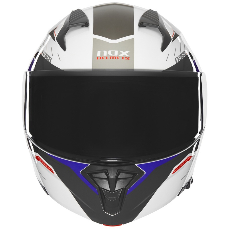 Kask motocyklowy typu flip-up NOX N968 Ultra biało-szary