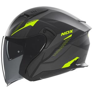 Kask motocyklowy otwarty NOX N130 Myst matowy czarny-fluo żółty