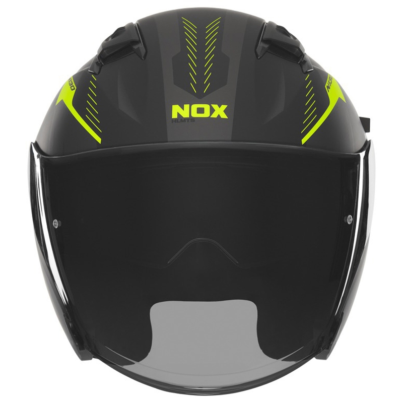 Kask motocyklowy otwarty NOX N130 Myst matowy czarny-fluo żółty