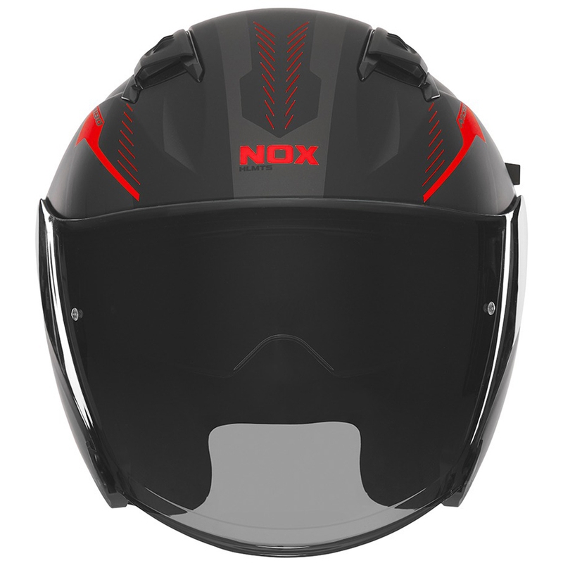 Kask motocyklowy otwarty NOX N130 Myst matowy czarno-czerwony