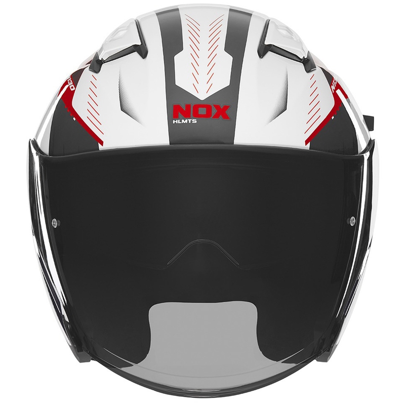 Kask motocyklowy otwarty NOX N130 Myst biało-czarno-czerwony