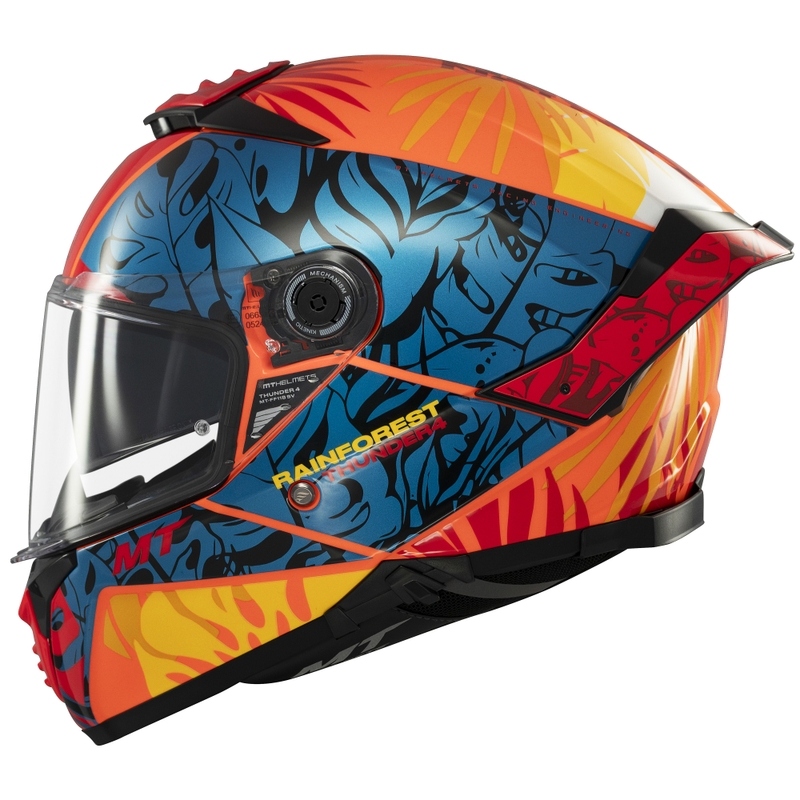 Kask motocyklowy integralny MT Thunder 4 SV Rainforest niebiesko-pomarańczowy