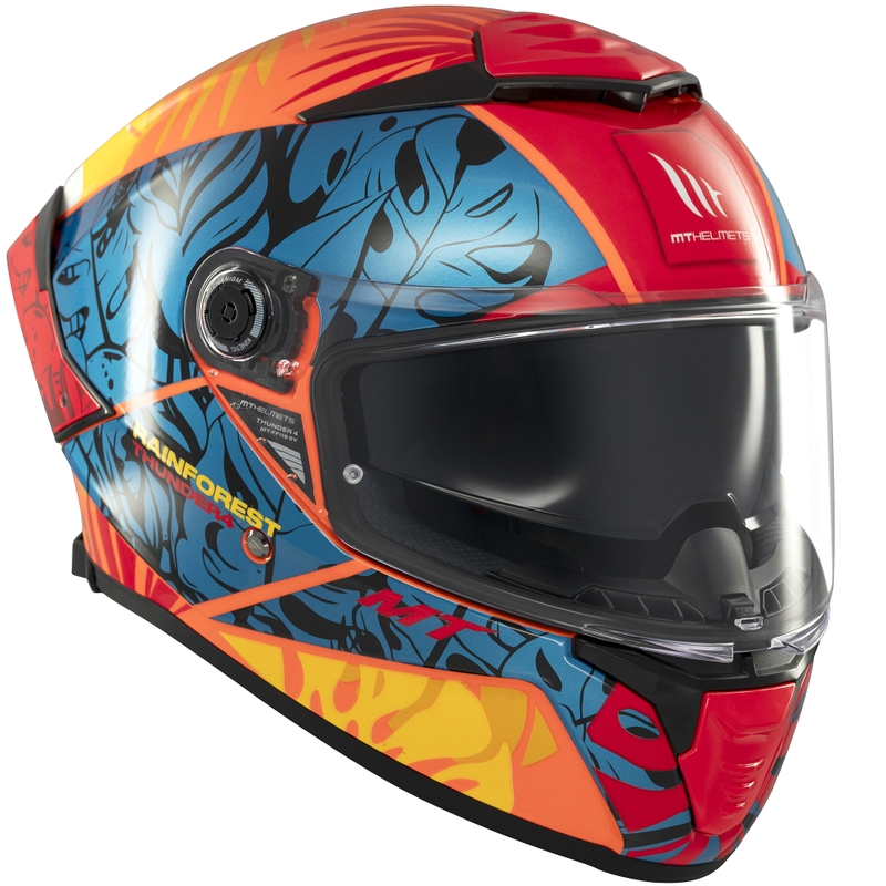 Kask motocyklowy integralny MT Thunder 4 SV Rainforest niebiesko-pomarańczowy
