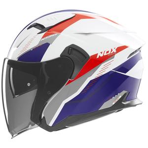 Kask motocyklowy otwarty NOX N130 Myst biało-niebiesko-czerwony