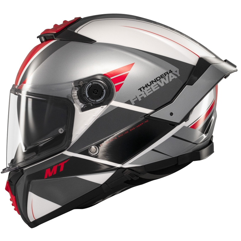 Kask motocyklowy integralny MT Thunder 4 SV Freeway czarno-szaro-czerwony