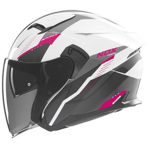 Kask motocyklowy otwarty NOX N130 Myst biało-czarno-różowy
