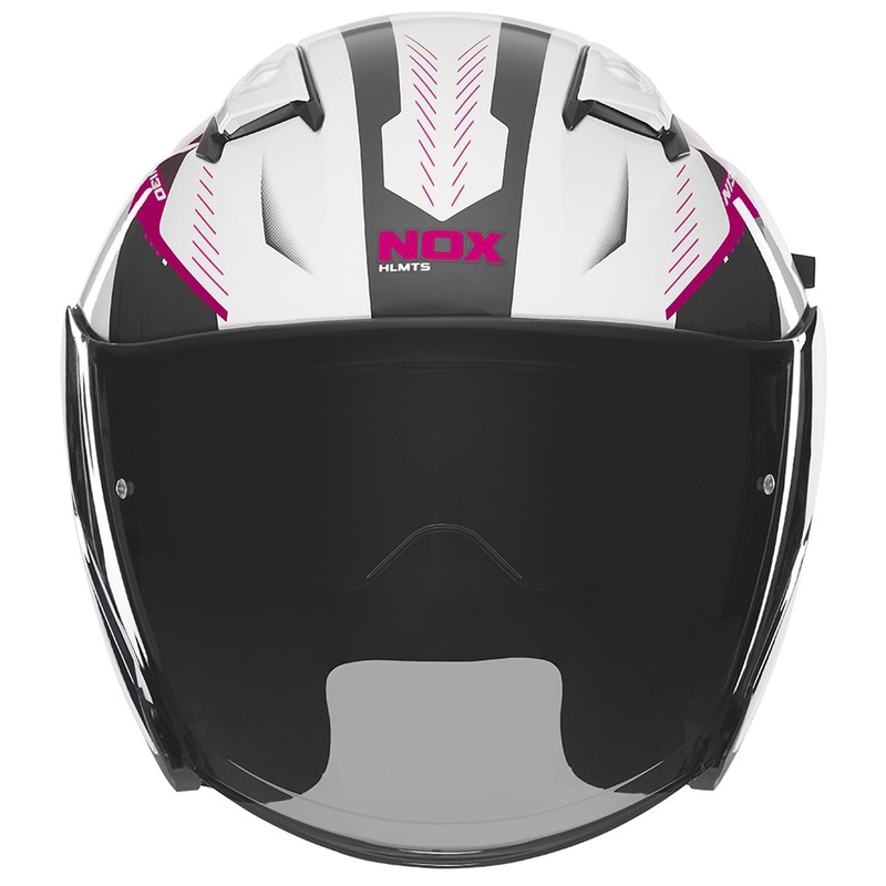 Kask motocyklowy otwarty NOX N130 Myst biało-czarno-różowy