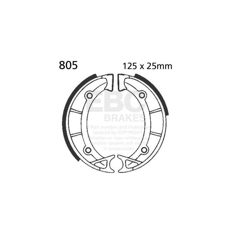 Brake shoe set EBC excluding springs