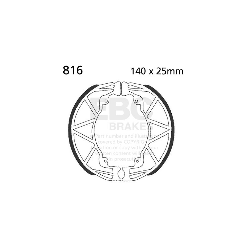 Brake shoe set EBC excluding springs